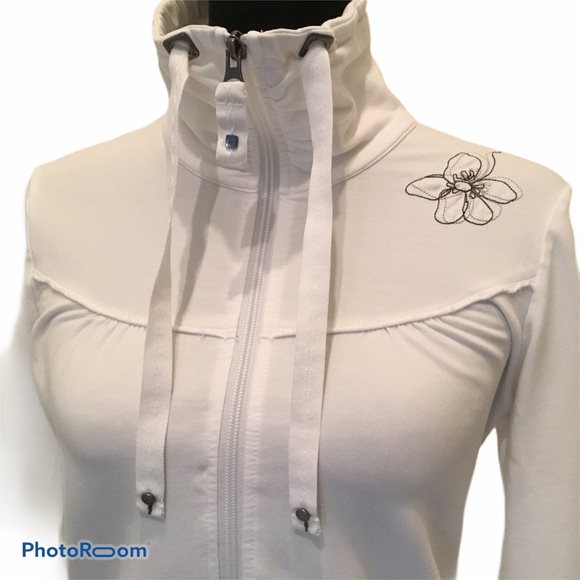 Lole Jackets & Blazers - Lole white full zip up high collar cotton jacket